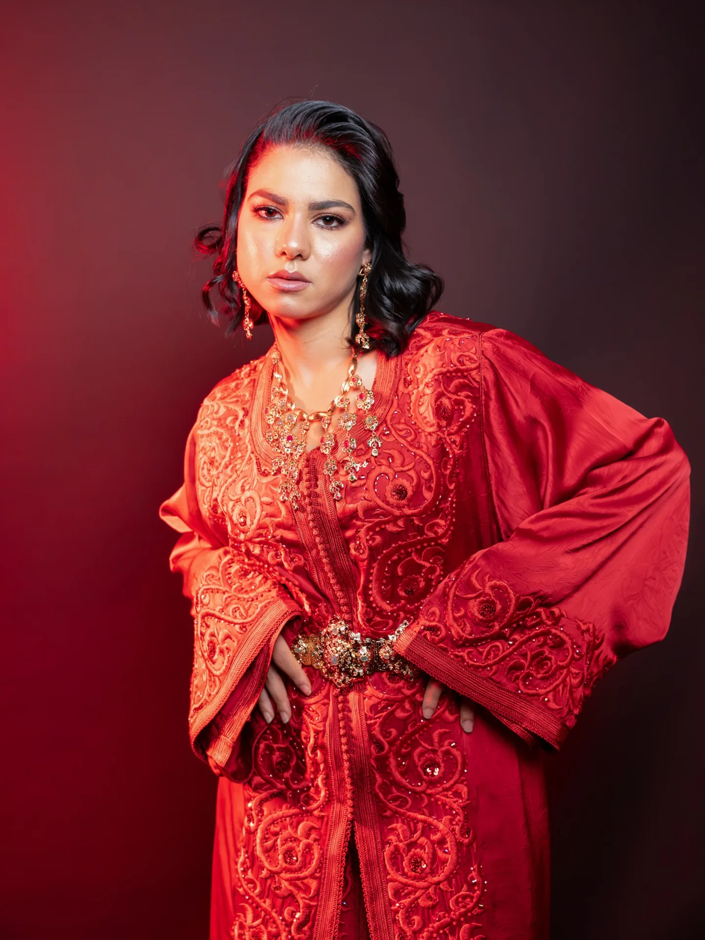 Shooting photo de la collection de caftans Maison Salima à Marrakech