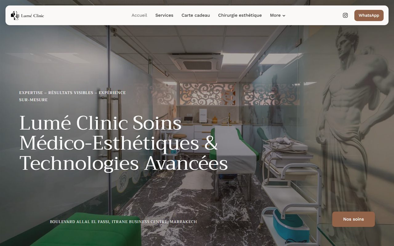 Création de site web pour clinique de médecine esthétique à Marrakech — réalisation Comdigia (Lumea Aesthetics)