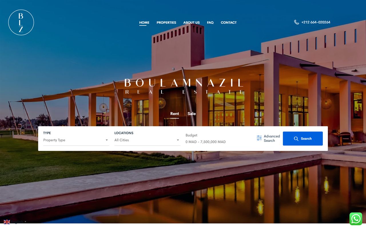 Site web immobilier créé par Comdigia à Marrakech — agence BLZ Real Estate