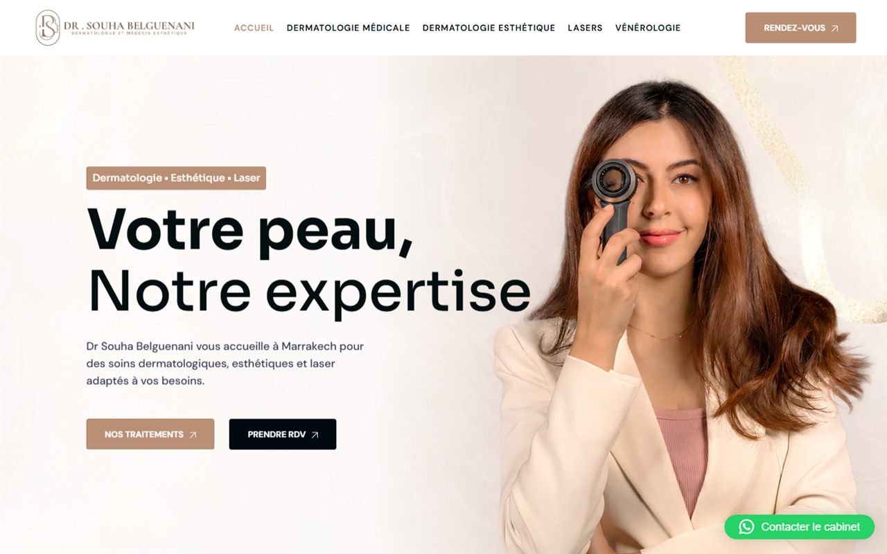 Site web médical créé par Comdigia à Marrakech — Dr Souha, dermatologue esthétique