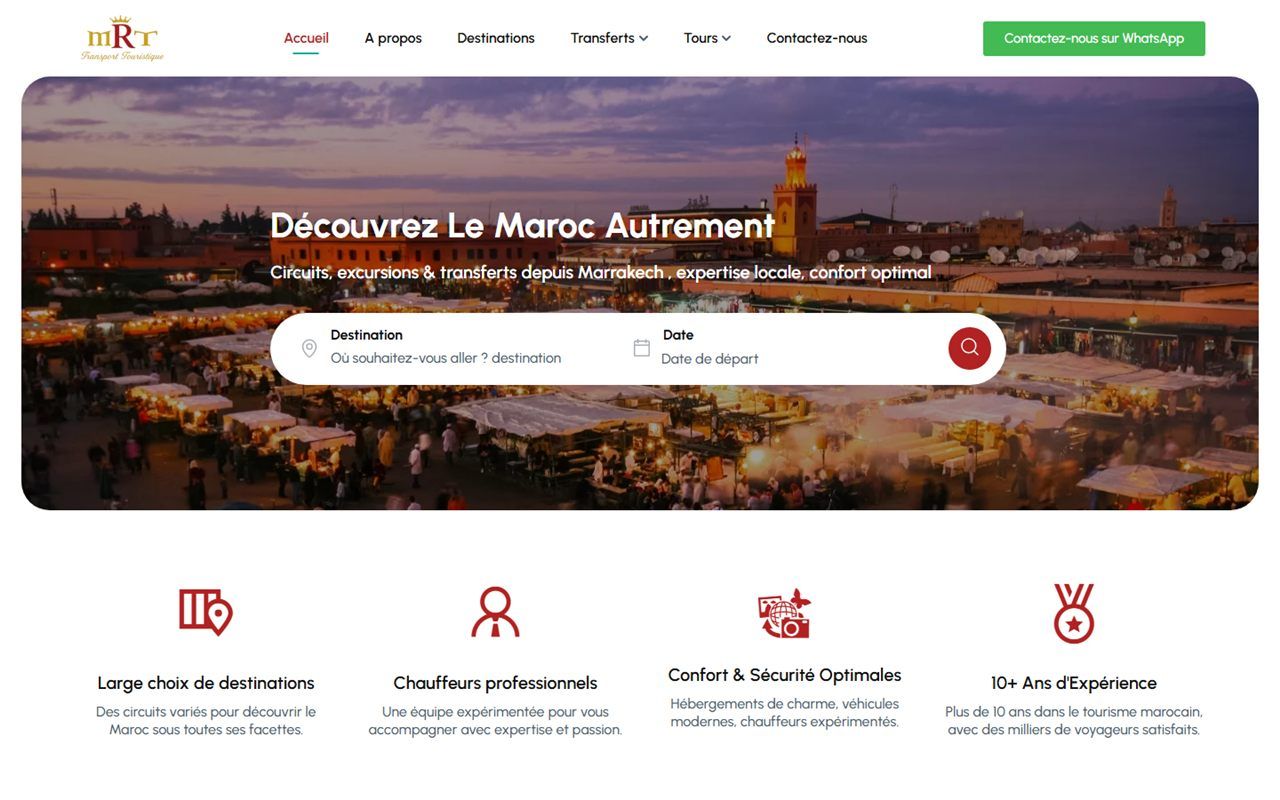 Création de site web pour agence de voyage au Maroc — réalisation Comdigia (Maroc Royal Tours)