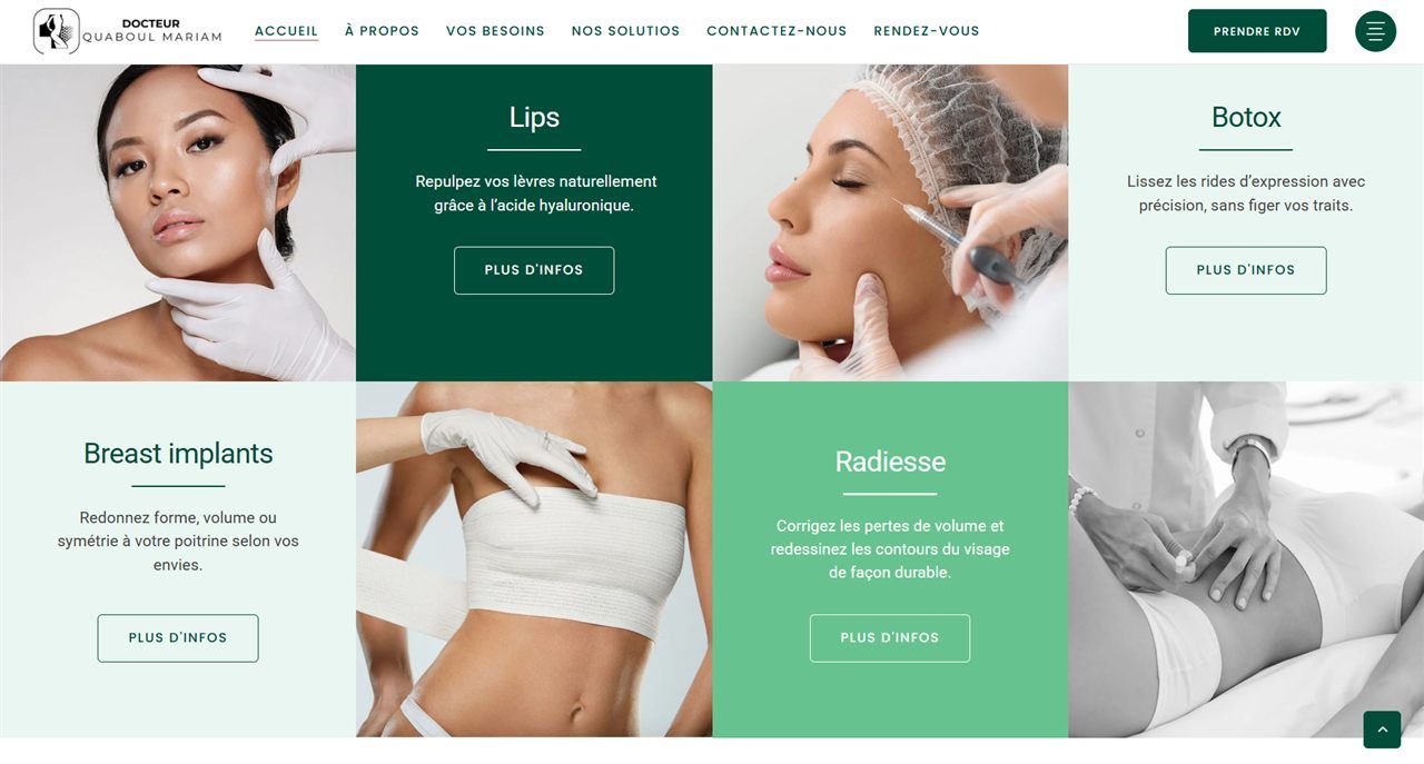 Création de site web de médecine esthétique — réalisation Comdigia (Dr Quaboul Mariam)